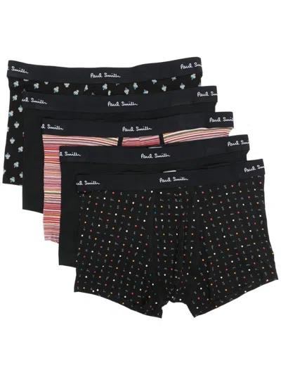 Paul Smith Mixed 'signature Stripe' And Pattern Briefs Five Pack Multicolour