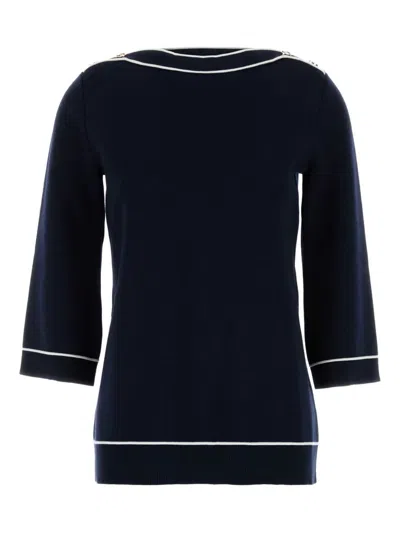 Gucci Oversize Wool Sweater With Contrast Trim And Button Detail