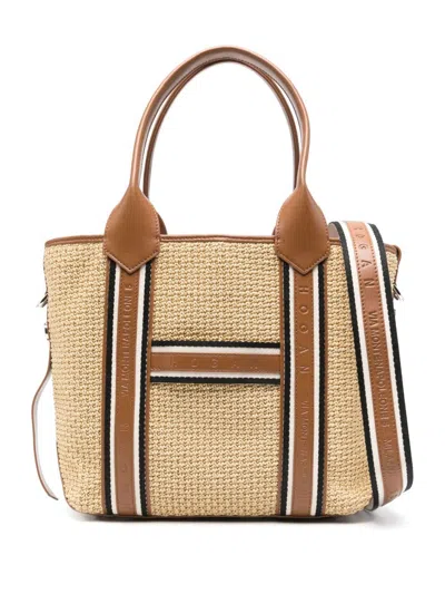 Hogan Woven Texture Tote Bag With Removable Strap