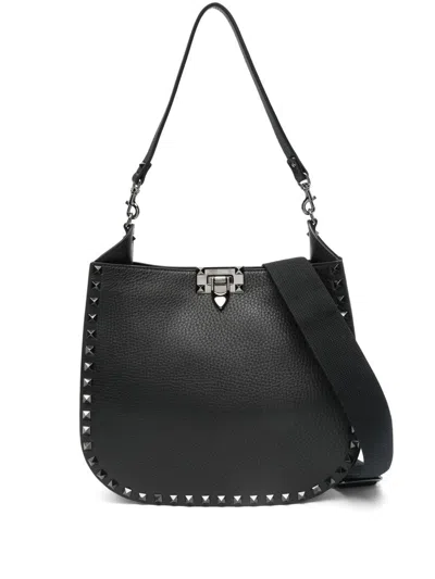 Valentino Garavani Women Hobo Rockstud Leather Shoulder Bag