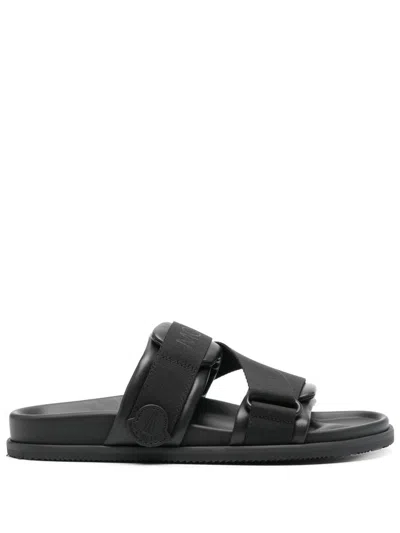 Moncler Mon Summer Leather Sandals With Nylon Details
