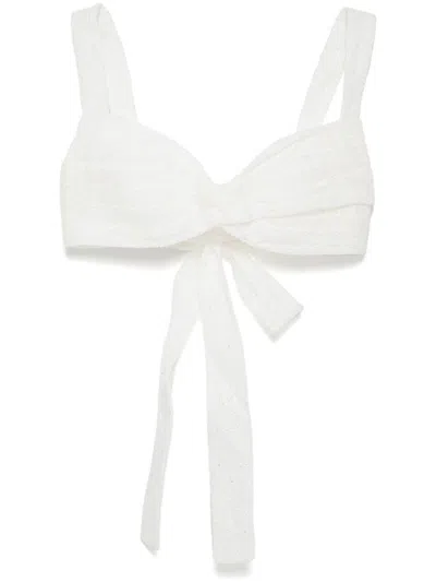 Zimmermann Mini Cotton Bralette With Bow Detailing