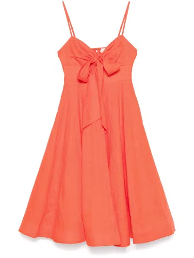 Zimmermann Womens Crush Shoulder-straps Linen Midi Dress Red Xxs