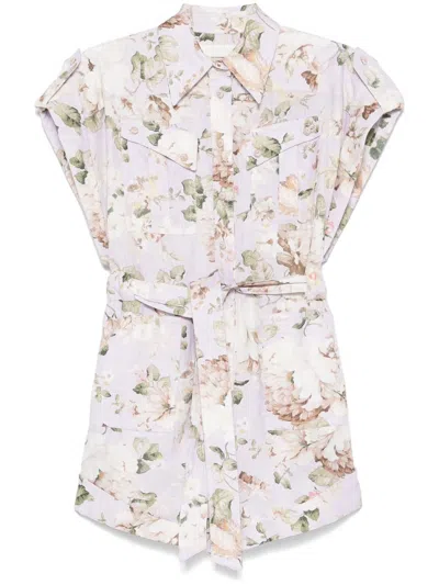 Shop Zimmermann Acacia Printed Linen Playsuit
