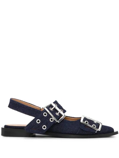 GANNI GANNI DENIM SLINGBACK BALLETS 