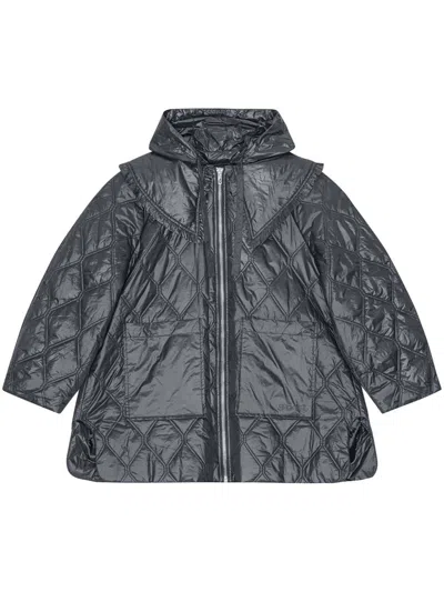 Ganni Quilted Short Jacket In Gray