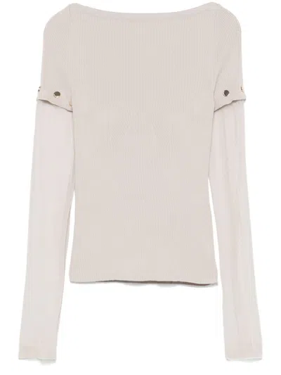 Sportmax Layered Chenille Crewneck Sweater With Detachable Sleeves