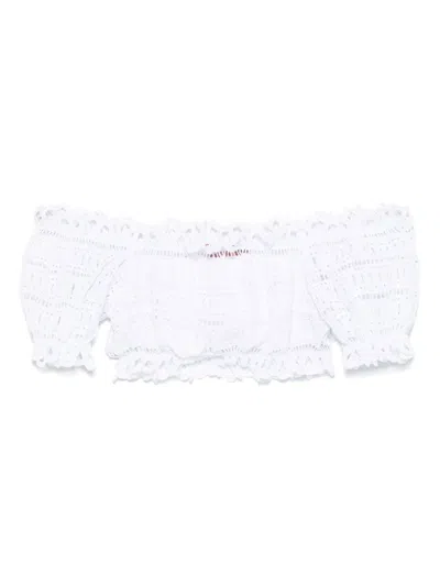 Ermanno Scervino Lace Cotton Cropped Top With Off-the-shoulder Design