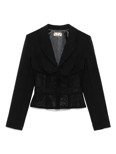 Elisabetta Franchi Tailored Blazer With Sheer Tulle Panels