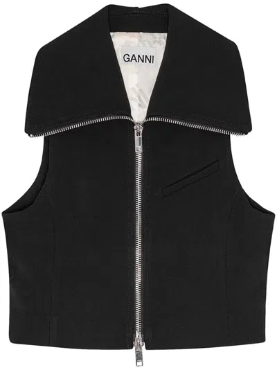 Ganni Zippered Peplum Vest Flared Cuffs