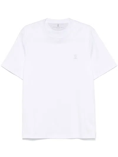 Brunello Cucinelli Men Cotton Jersey Crew-neck T-shirt With Logo And Faux-layering