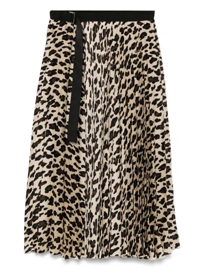 Sacai Asymmetrical Leopard Print Skirt With Adjustable Belt
