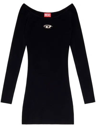 Diesel Black U Neck Dress With D-logo