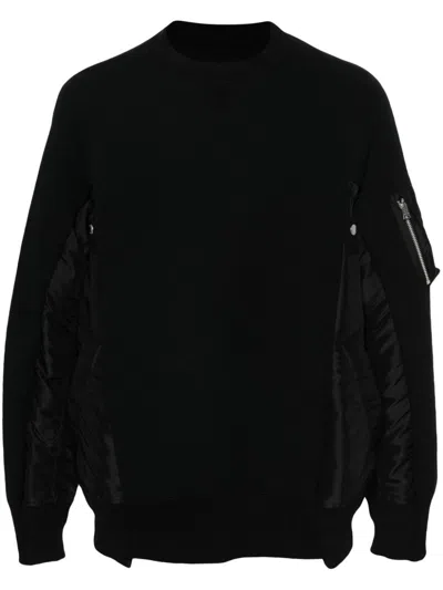 Sacai Cotton And Nylon Crewneck Sweater
