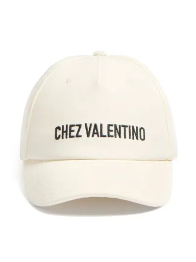 Valentino Garavani Ivory Cotton Baseball Cap With Adjustable Embroidered Logo