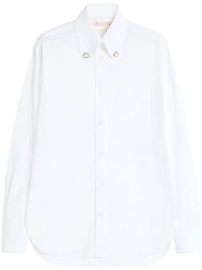 Valentino Tailored White Cotton Shirt With Decorative Buttons