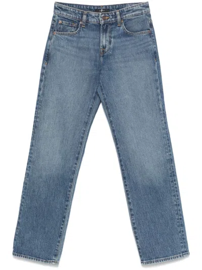 7 For All Mankind Light Wash Straight-leg Jeans With Classic Five-pocket Design