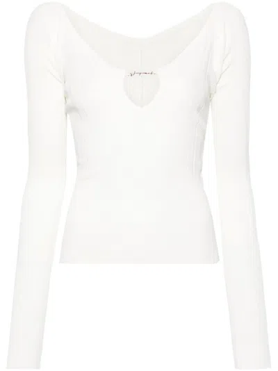 Jacquemus Matte White Ribbed Viscose T-shirt