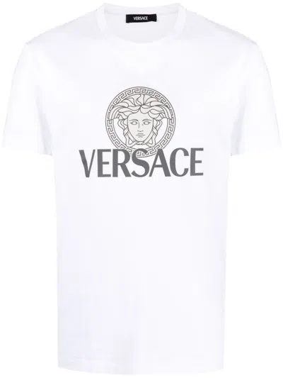 Versace Jersey Cotton T-shirt With Iconic Print In White