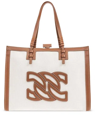 Casadei Canvas And Leather Tote Bag