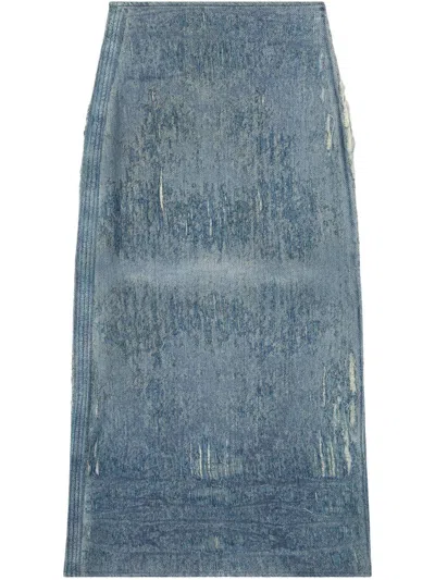 Diesel Megan Distressed High-waisted Long Skirt