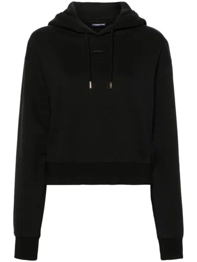 Jacquemus Le Grosgrain Logo Cotton Fleece Crop Hoodie