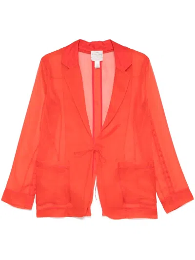 Forte Forte Orange Jacket With Classic Lapels And Patch Pockets On The Front In Semi-transparent Silk Woman