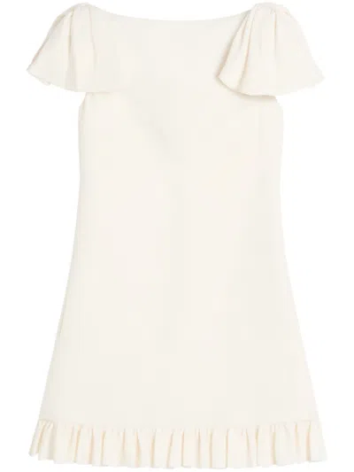 Valentino Ruffled Wool And Silk-blend Crepe Mini Dress