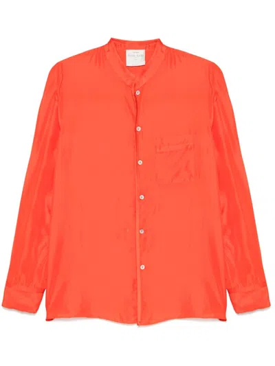 Forte Forte Habotai Orange Shirt With Mandarin Collar And Chest Pocket In Silk Woman