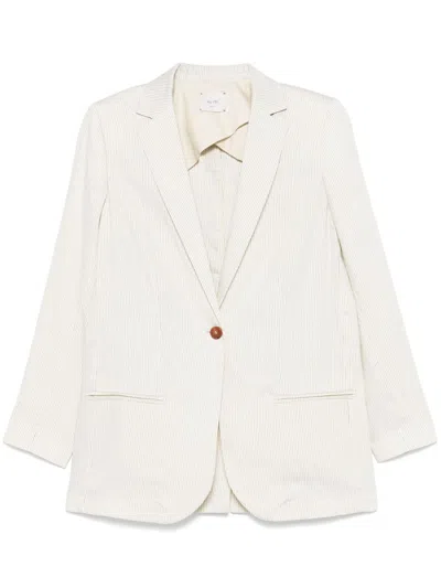 Alysi Beige Striped Single Breasted Blazer