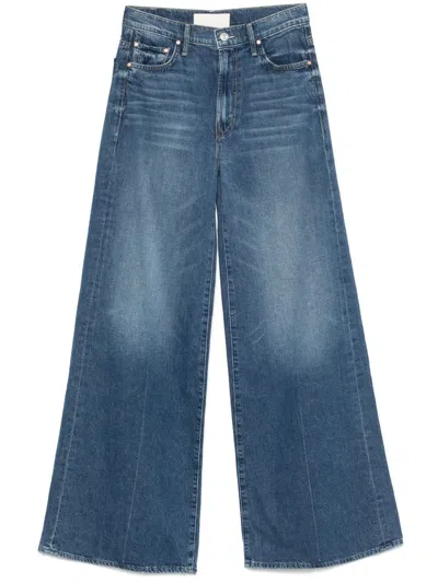 Mother High-waisted Cropped Jeans In Blue Denim