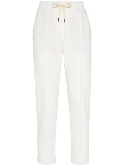 Brunello Cucinelli Relaxed-fit White Trousers With Drawstring Waistband
