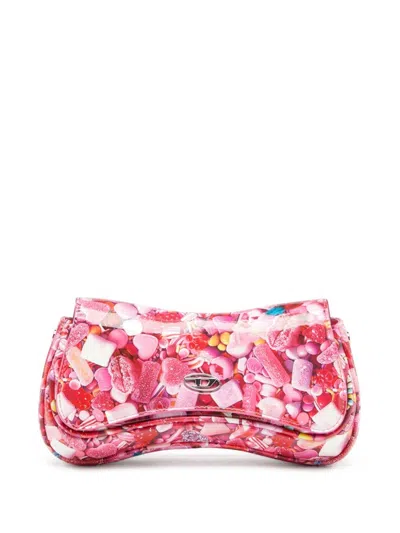 Diesel 'play'  Pink Handbag With Oval D Logo Plaque On The Front And All-over Graphic Print