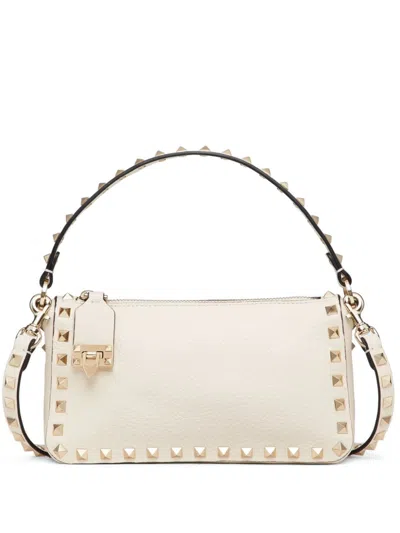 Valentino Garavani Small Rockstud Grainy Calfskin Crossbody Bag Woman Light Ivory Uni