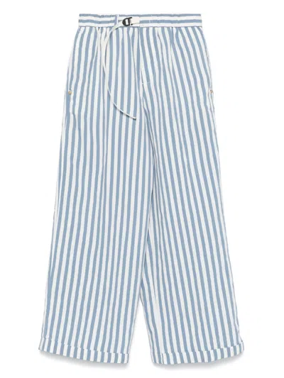 White Sand Striped Wide-leg Trousers
