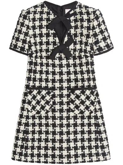 Valentino Embroidered Damier Light Tweed Short Dress