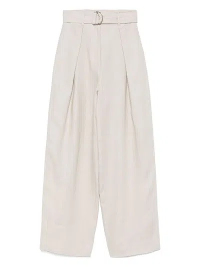 's Max Mara Linen High Waist Pleated Trousers With Belt