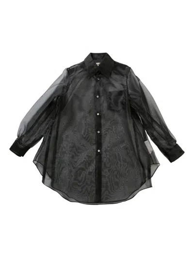 Comme Des Garçons Sheer Fabric Longline Shirt With Buttoned Cuffs