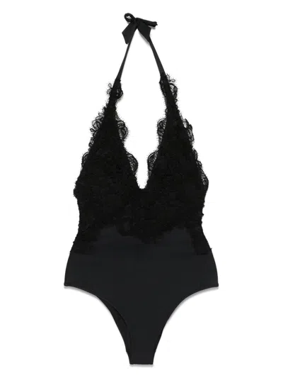 Ermanno Scervino Lace Detail V-neck Halter Swimsuit