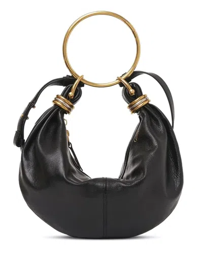 Chloé Women Small Bracelet Hobo Bag In Grained Leather In Black