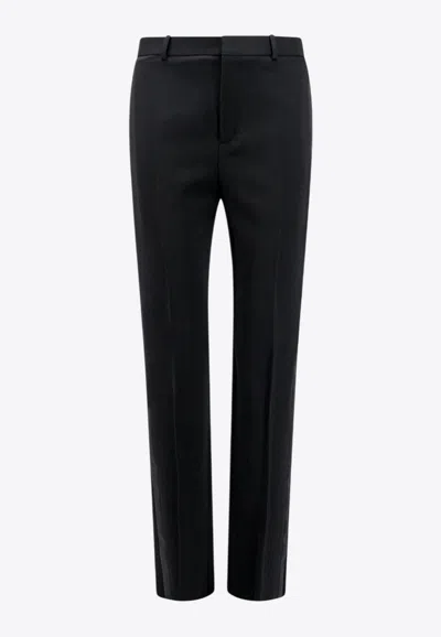 Saint Laurent Men Tuxedo Wool Trouser With Satin Side Band In Black