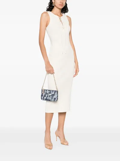 Fendi Geometric Pattern Clutch With Gold Chain Strap