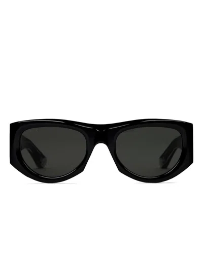 Gucci Rectangular Sunglasses In Glossy Black