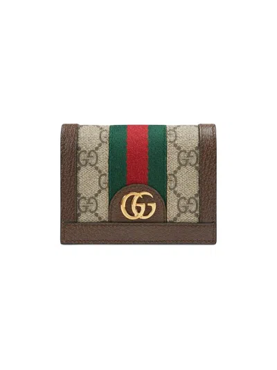 Gucci Brown Wallet With Double G Logo Plaque On The Front In Gg Canvas Woman In Multi