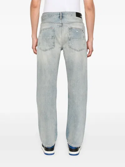 Amiri Straight Leg Mid-rise Distressed Trousers In Gray