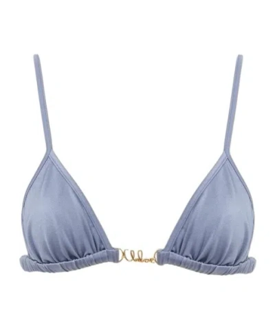 Chloé Logo Bikini Top In Blue