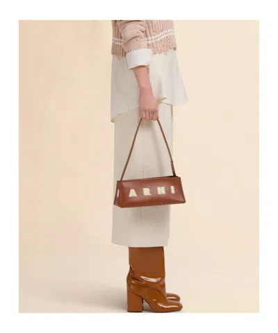 Marni Borsa A Spalla In Pelle Caramello  Donna In Brown