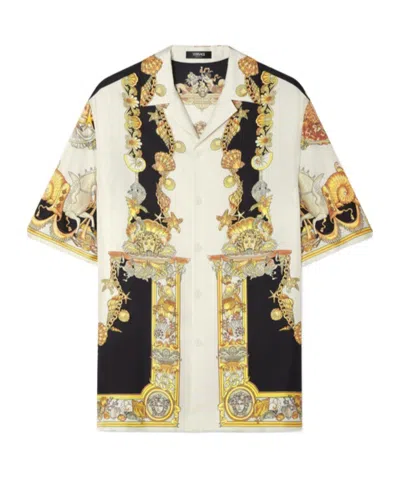 Versace Coral Theatre Print Bowling Shirt In Multi