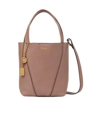 Chloé Chloè Spin Small Leather Tote Bag In Neutral