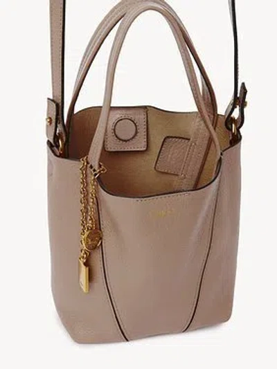 Chloé Chloè Spin Small Leather Tote Bag In Neutral